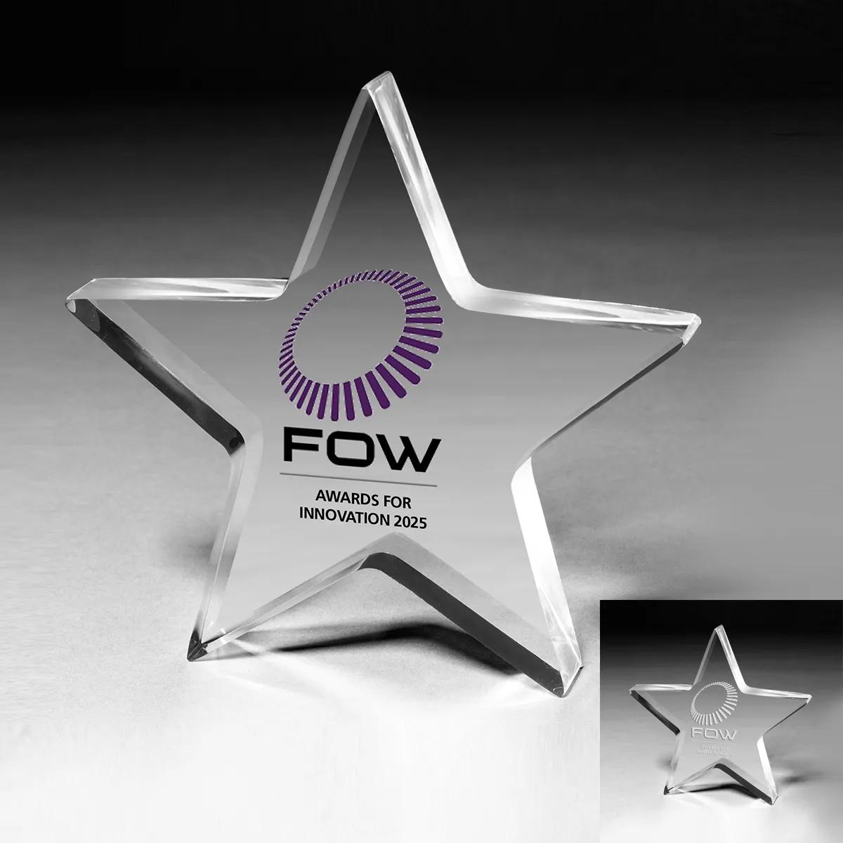 Star Acrylic Paperweight One Inch Thick - 5 x 5 x 1 in