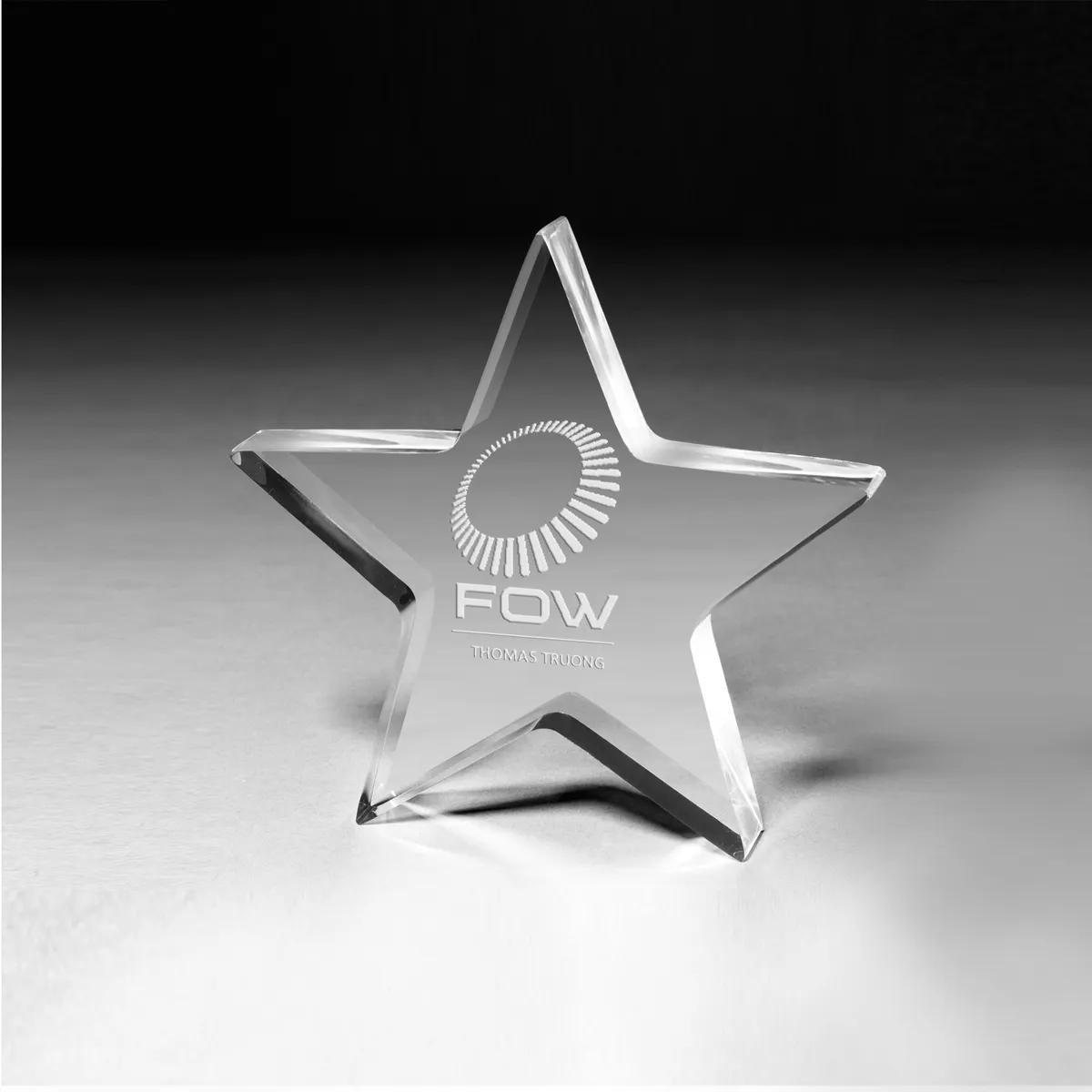 Star Acrylic Paperweight One Inch Thick - 5 x 5 x 1 in - product view 3