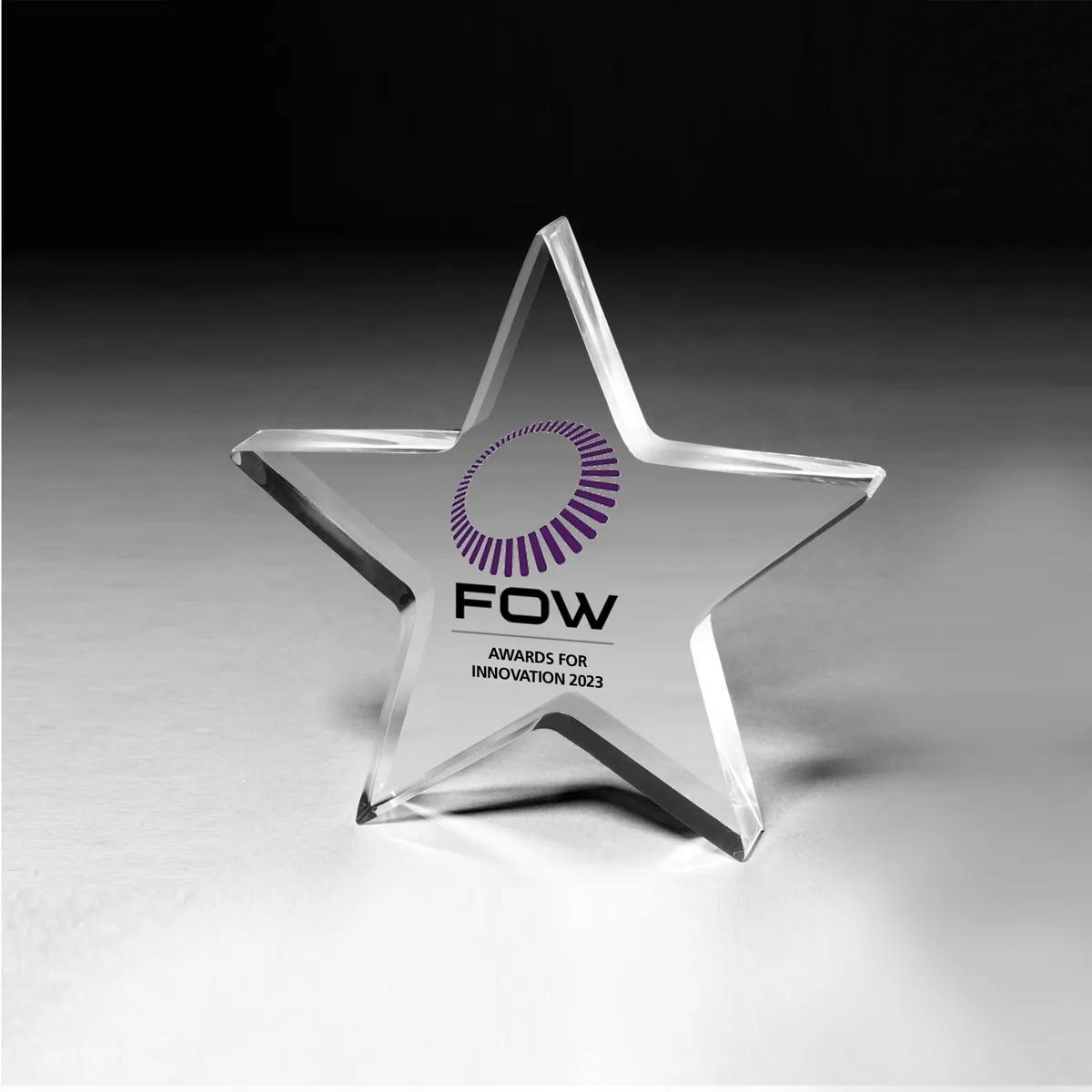Star Acrylic Paperweight One Inch Thick - 5 x 5 x 1 in - product view 5