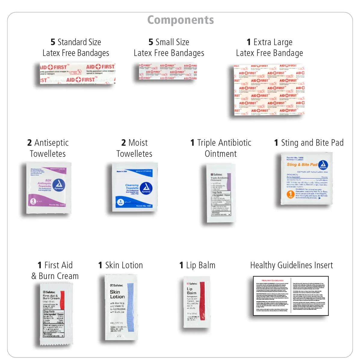 First Aid Kit Complete with Carabiner Hook - 5 x 4.25 in - product view 4