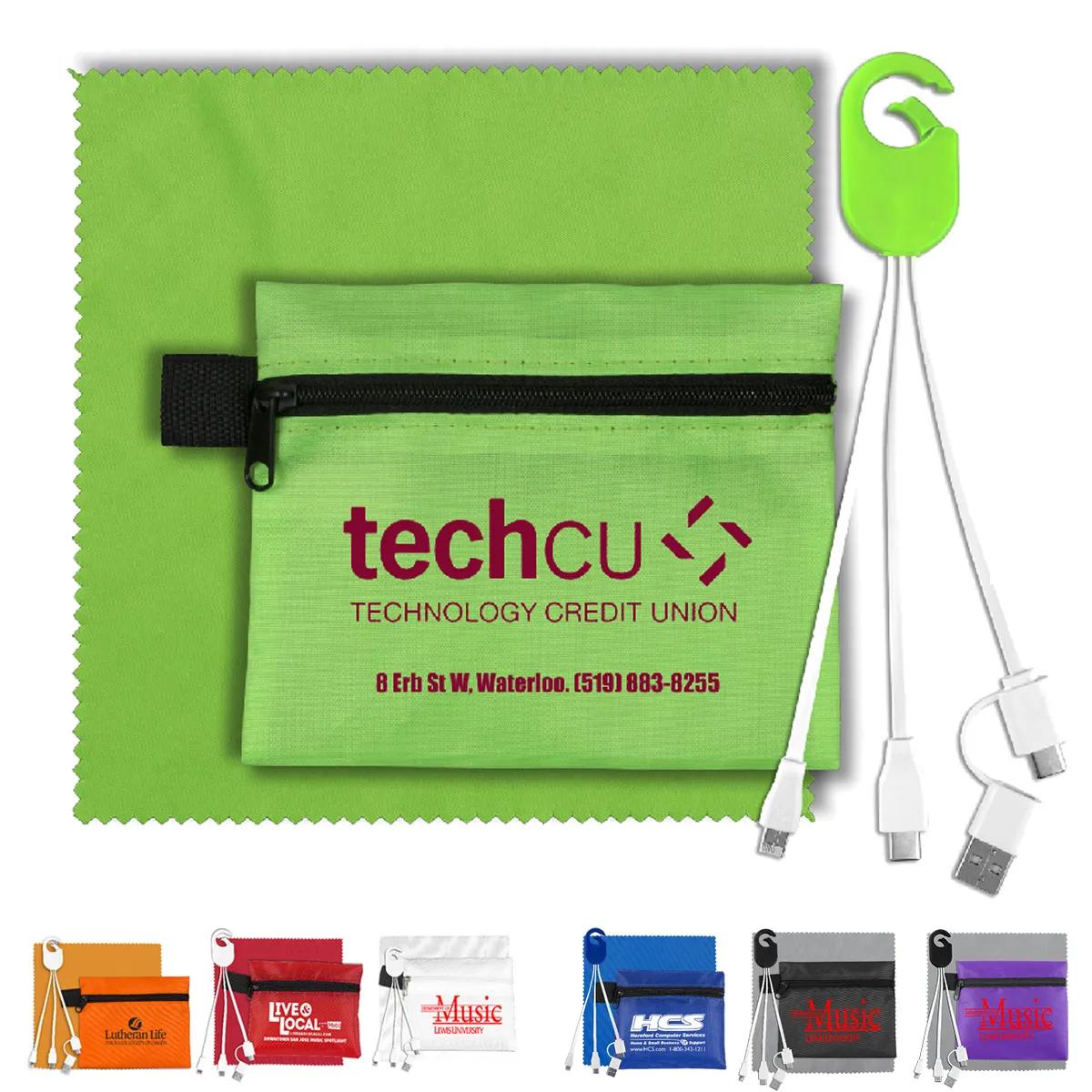 Mobile Tech Charging Kit in Zipper Pack Polyester