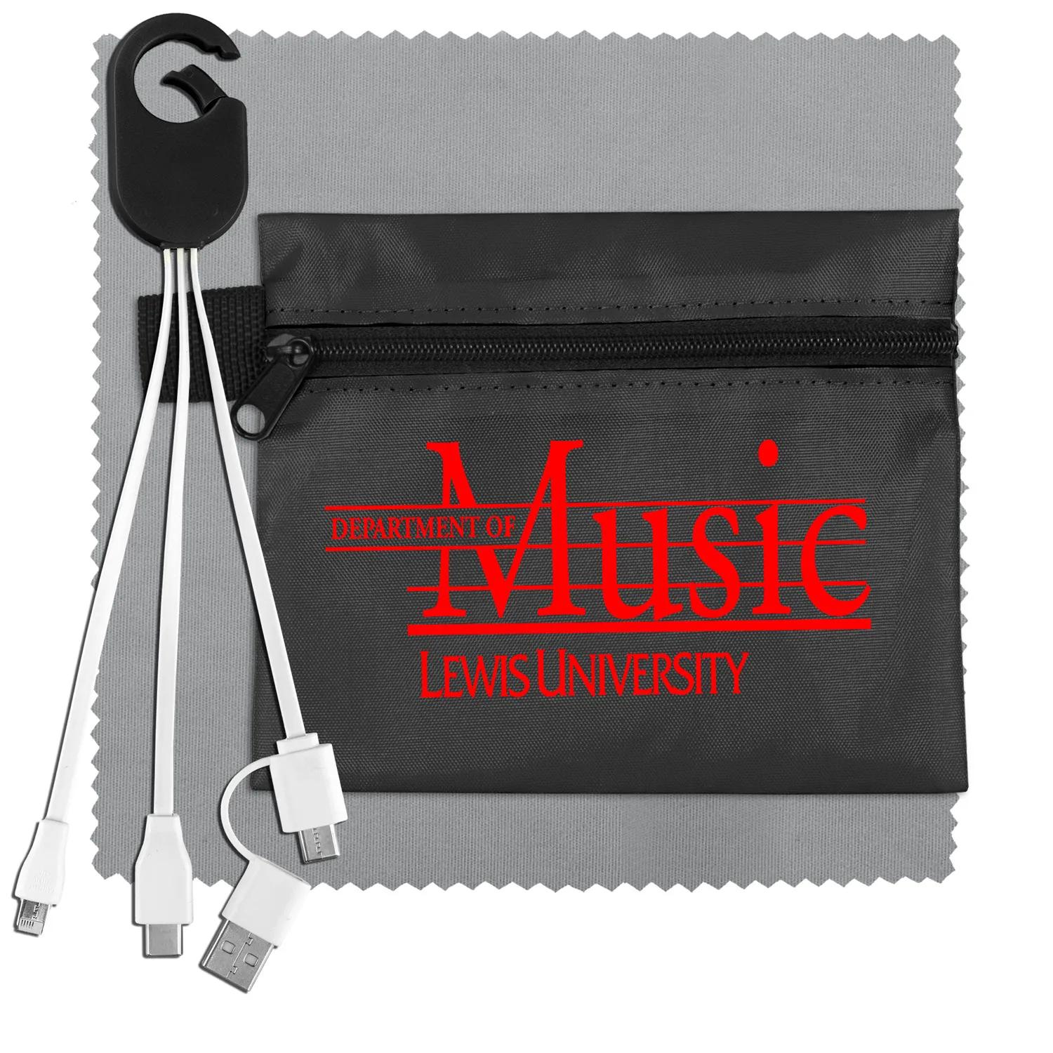 Mobile Tech Charging Kit in Zipper Pack Polyester - product view 2