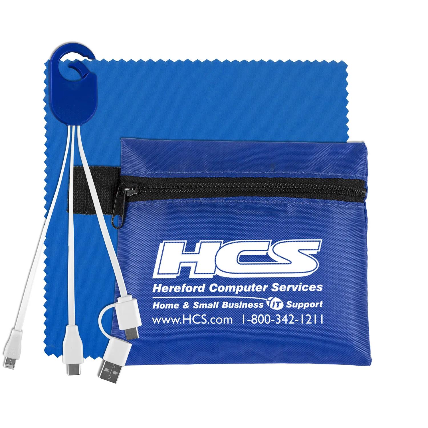 Mobile Tech Charging Kit in Zipper Pack Polyester - product view 3