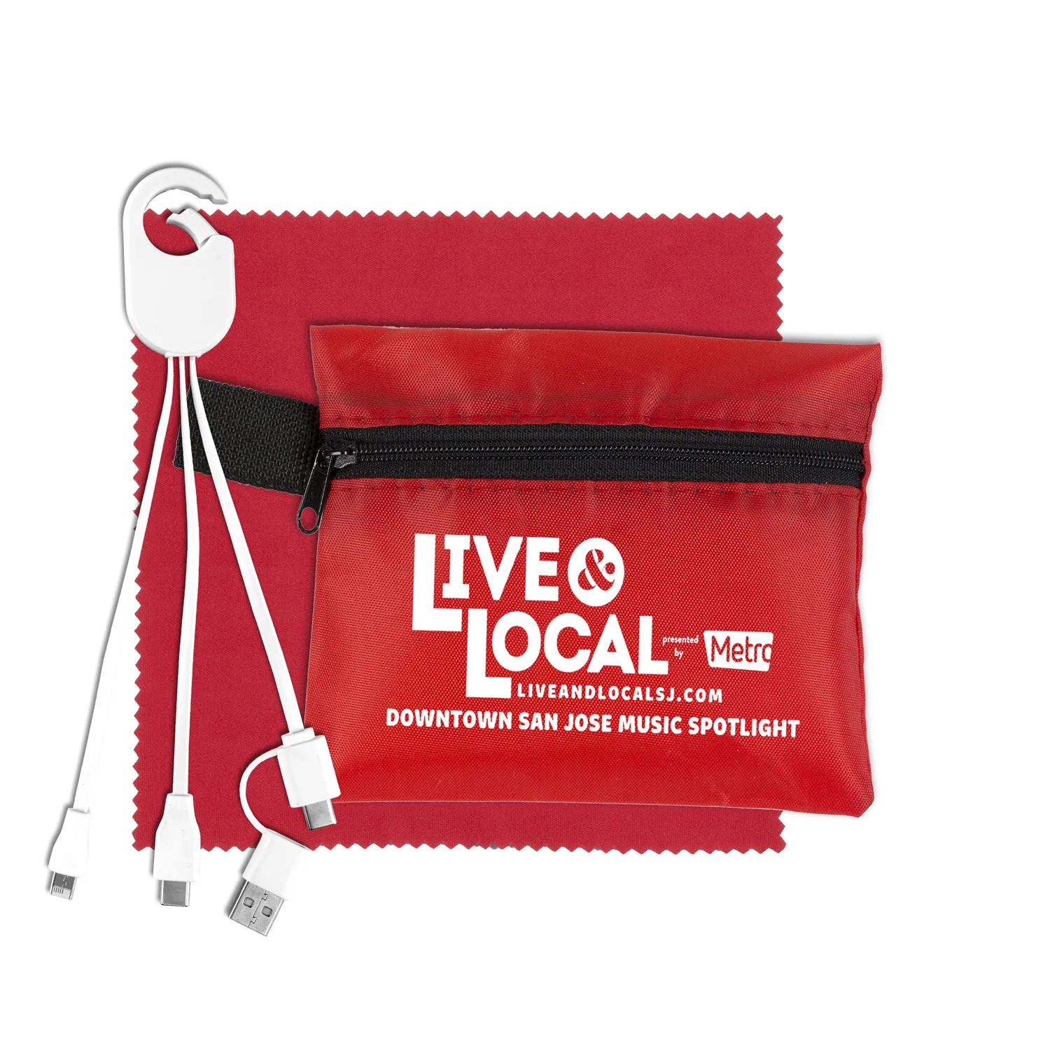 Mobile Tech Charging Kit in Zipper Pack Polyester - product view 5