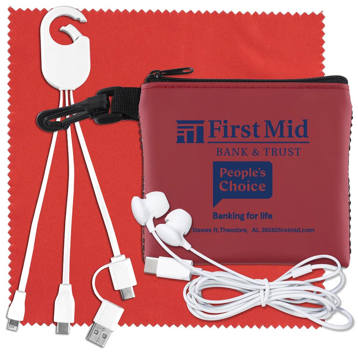 Mobile Tech Kit with Earbuds and Charging Cable Mesh - product view 3