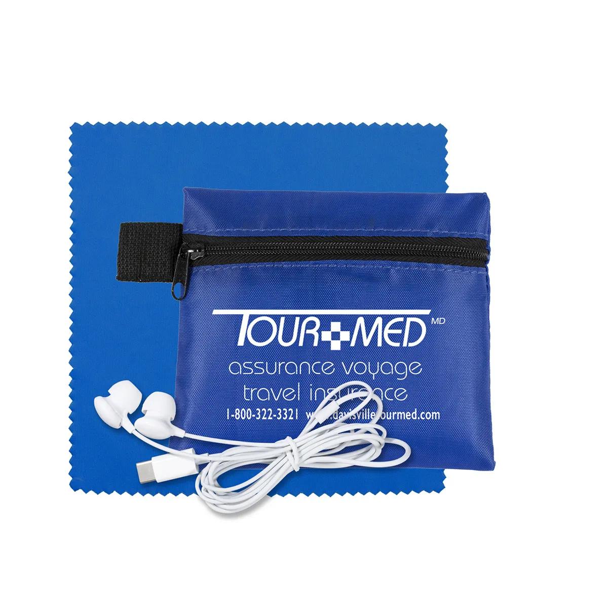 Mobile Tech Earbud Kit with Microfiber Cloth Zipper - product view 2