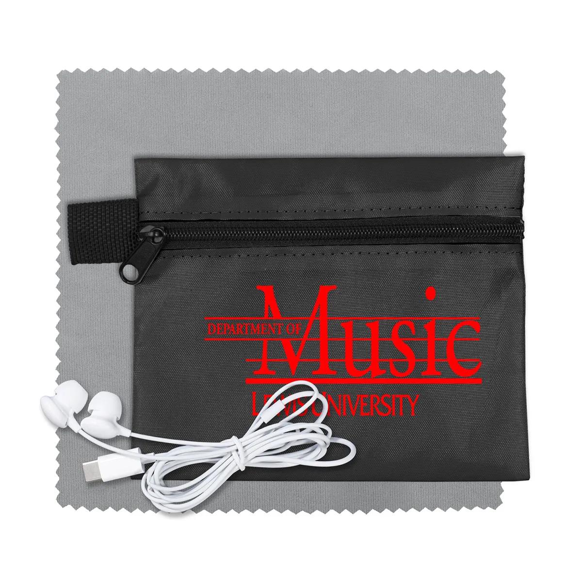 Mobile Tech Earbud Kit with Microfiber Cloth Zipper - product view 3