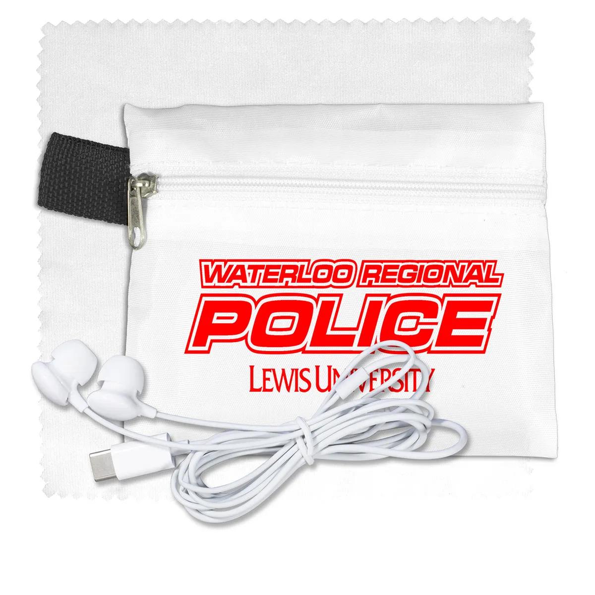 Mobile Tech Earbud Kit with Microfiber Cloth Zipper - product view 4