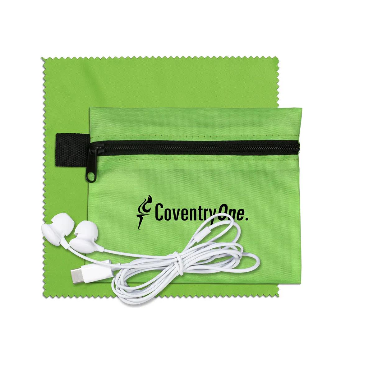 Mobile Tech Earbud Kit with Microfiber Cloth Zipper - product view 5