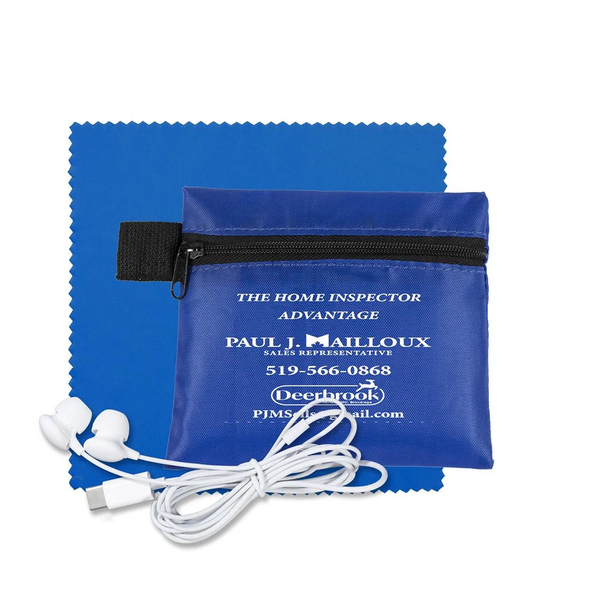 Mobile Tech Earbud Kit with Microfiber Cloth Zipper - product view 8