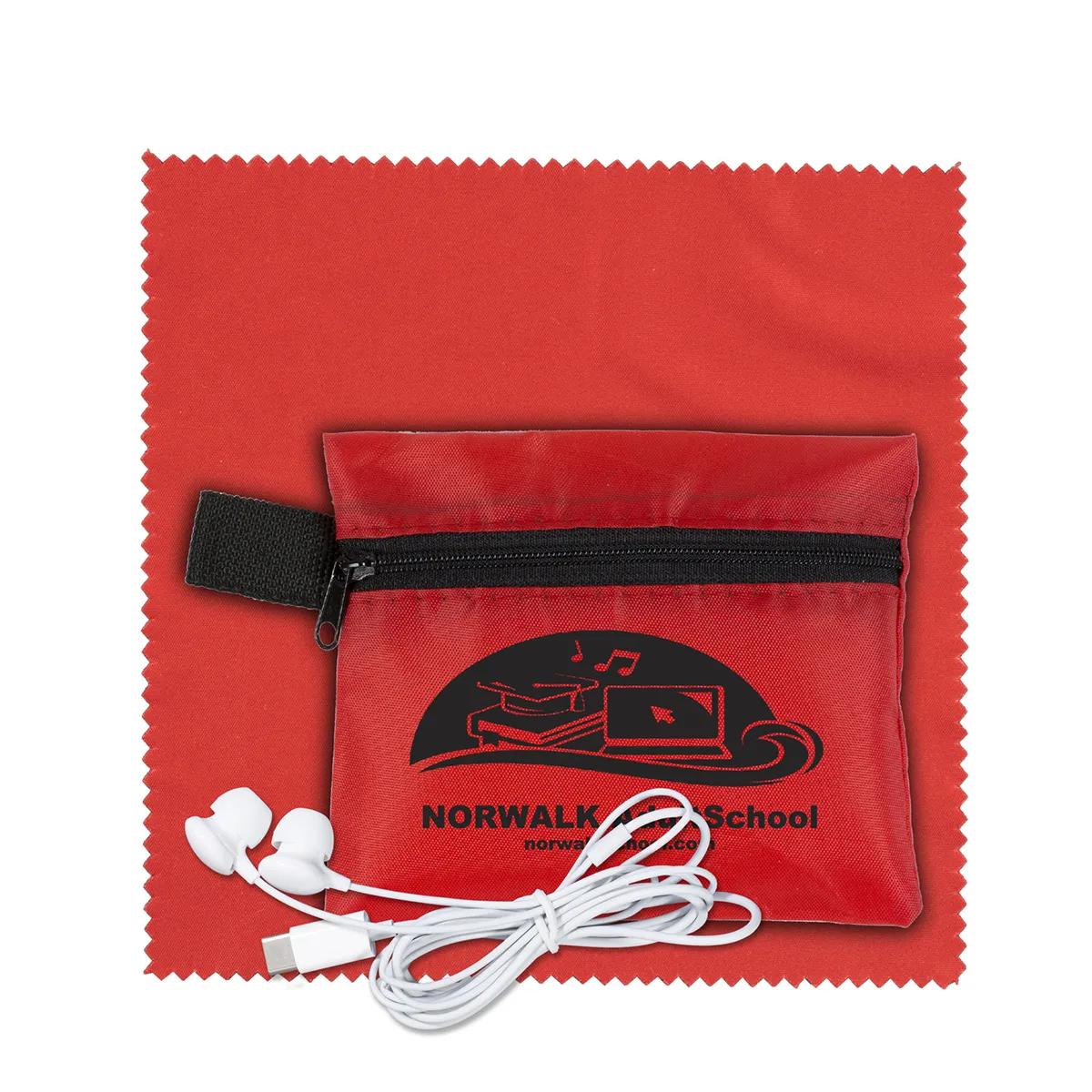 Mobile Tech Earbud Kit with Microfiber Cloth Zipper - product view 9