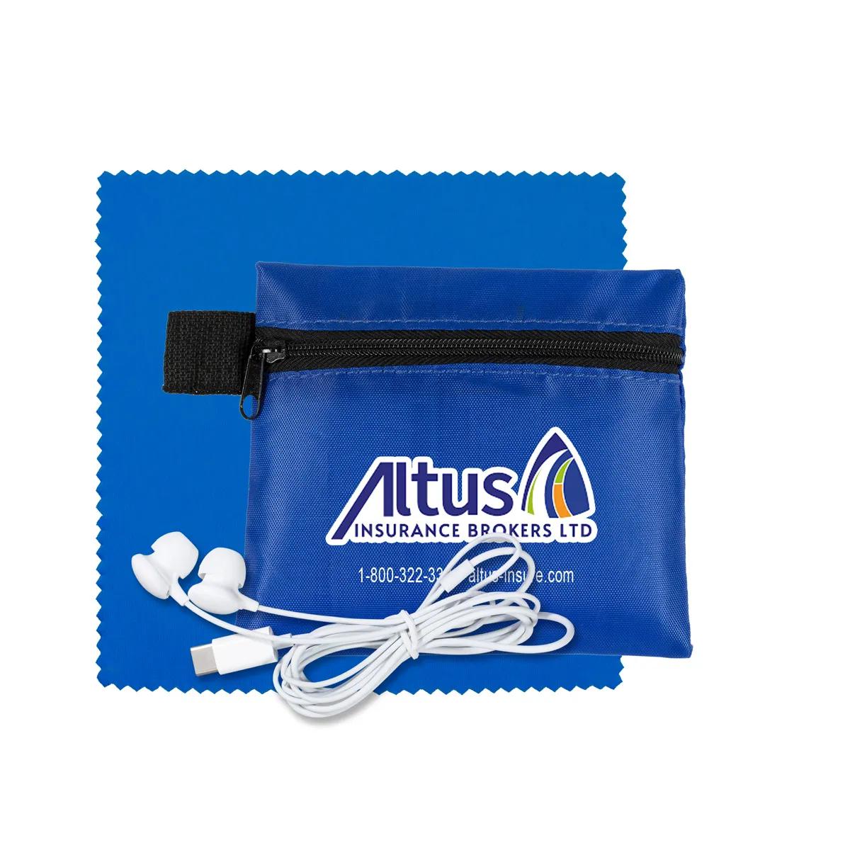 Mobile Tech Earbud Kit with Microfiber Cloth Zipper - product view 11