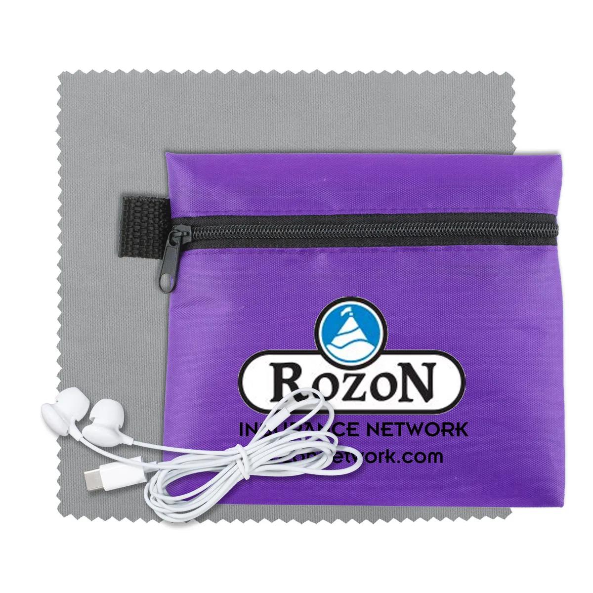 Mobile Tech Earbud Kit with Microfiber Cloth Zipper - product view 14