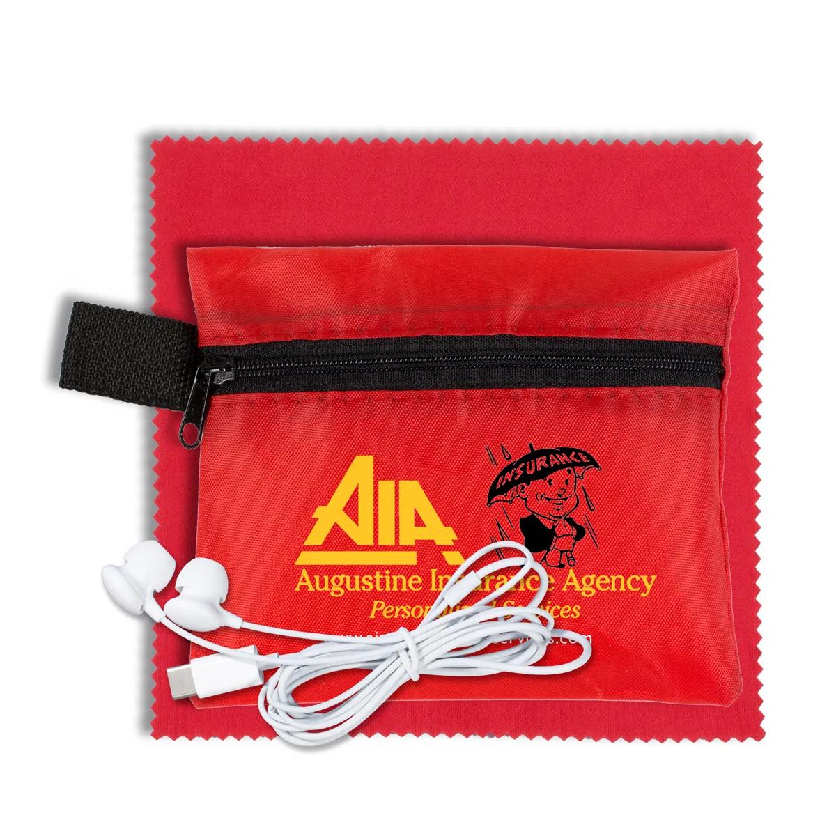 Mobile Tech Earbud Kit with Microfiber Cloth Zipper - product view 15