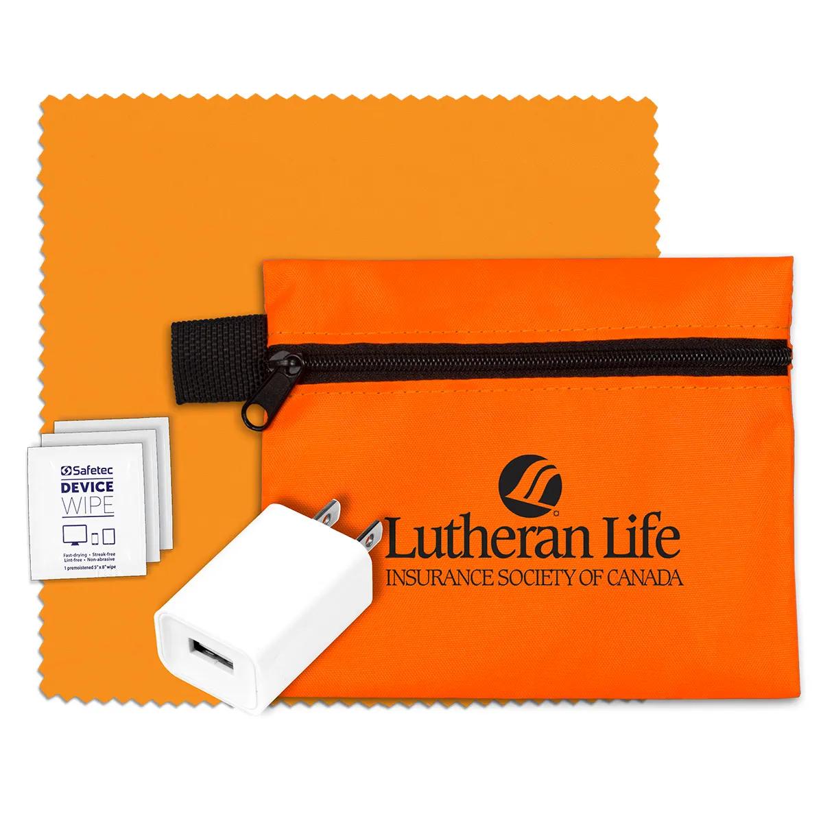 Tech Travel Kit with USB Wall Charger Polyester - product view 3