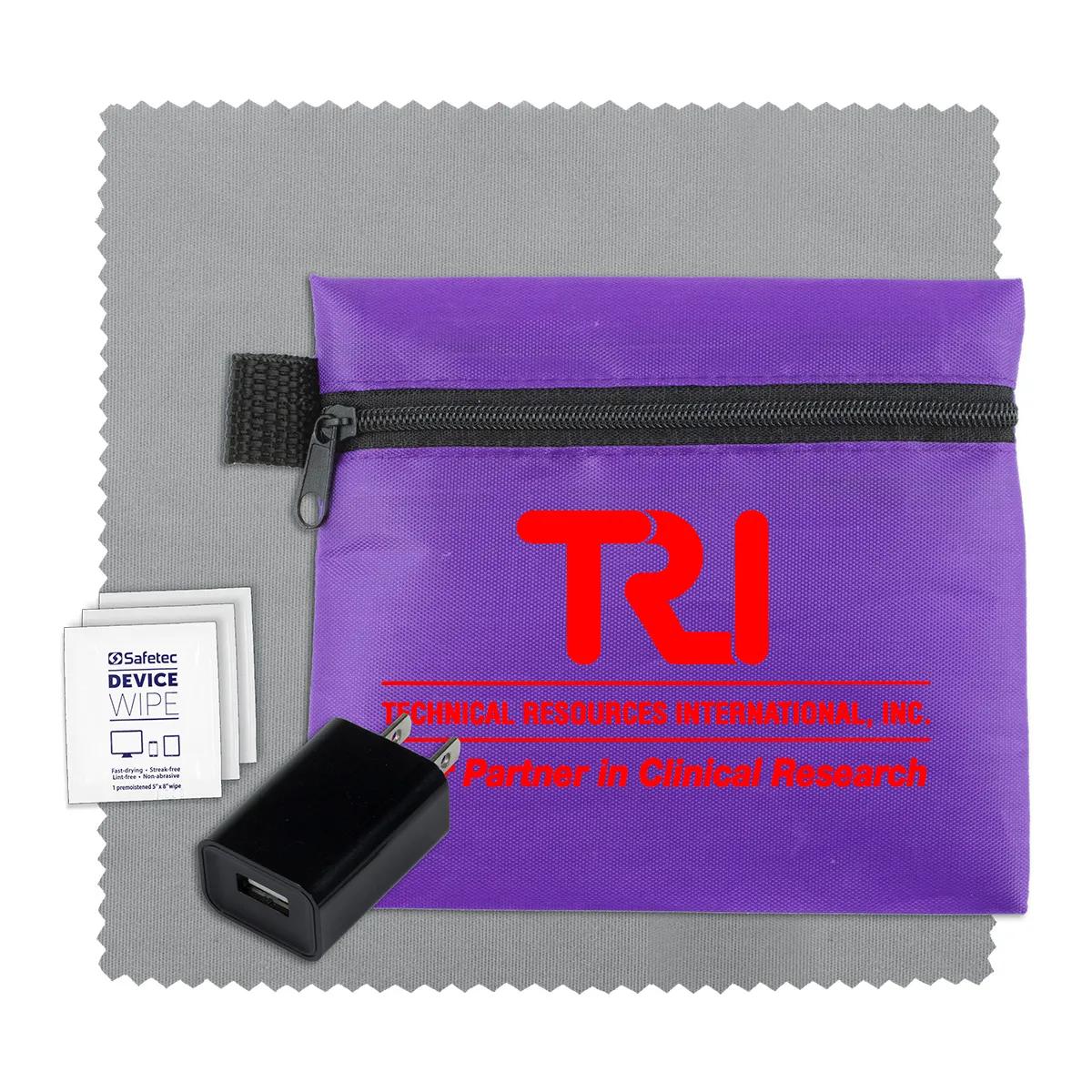 Tech Travel Kit with USB Wall Charger Polyester - product view 6
