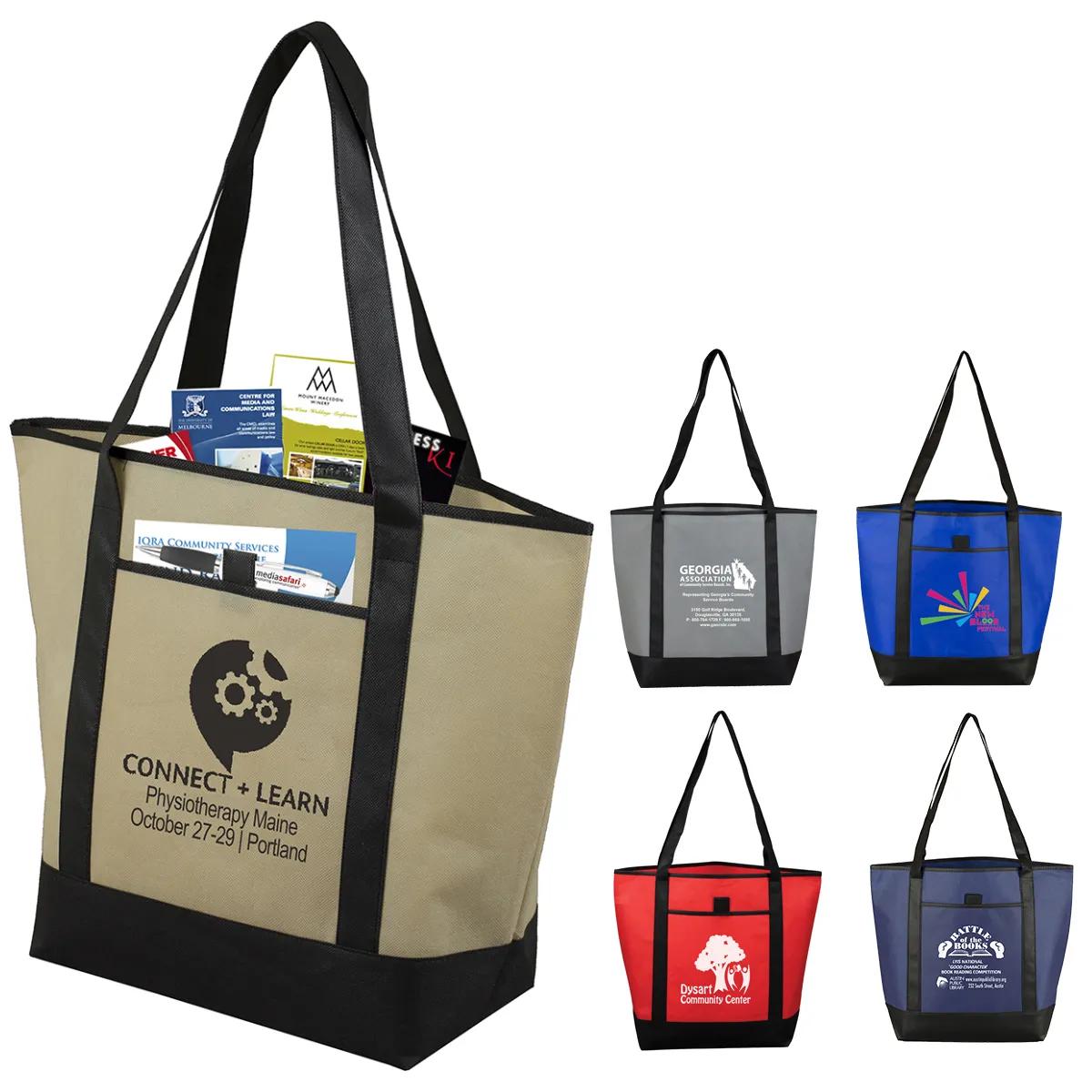 17-1/2"W x 13-1/2"H x 6"Gusset - "The CITY" Convention, Corporate, Travel and Beach Tote Bag - product view 1