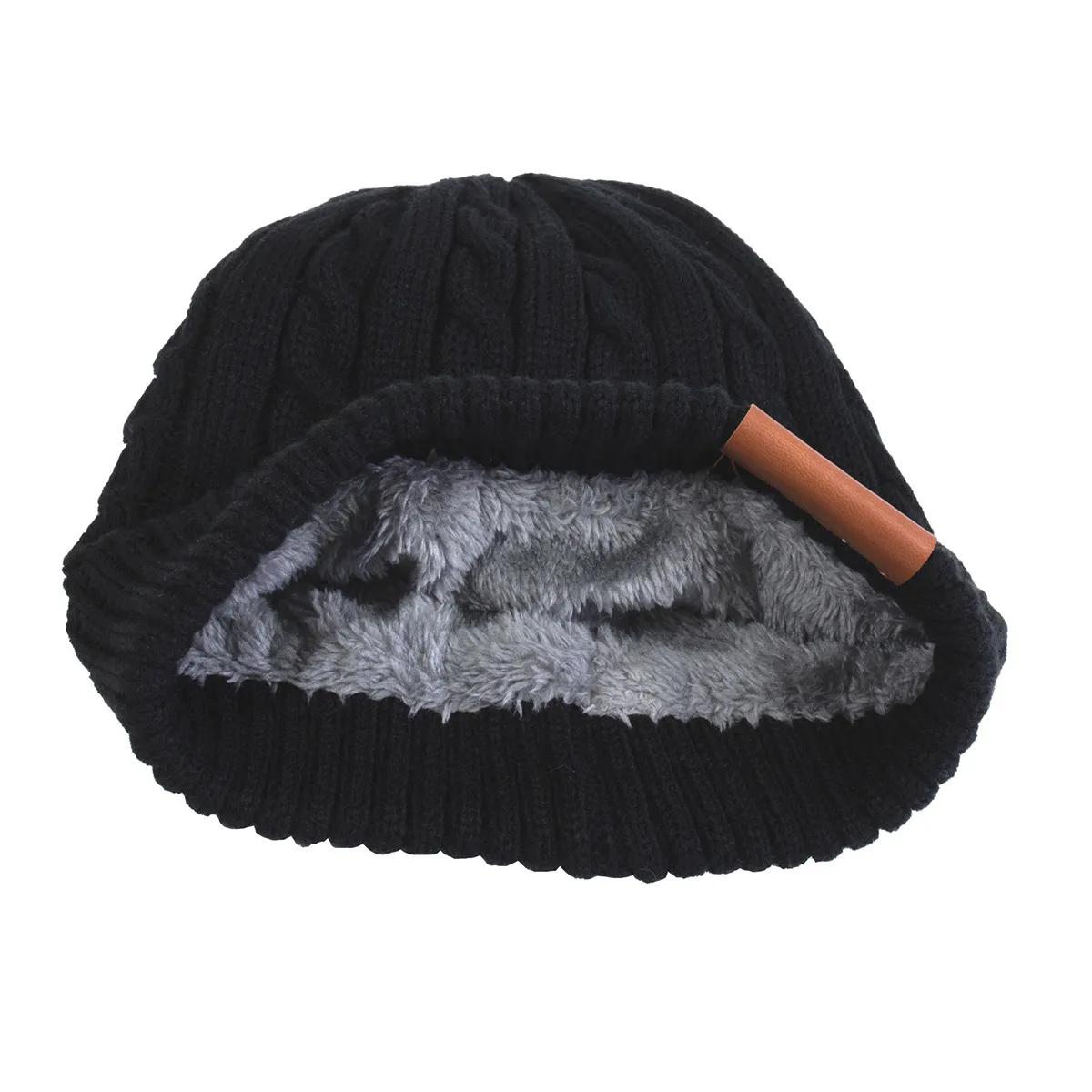 Cable Knit Beanie Fluffy Lined Faux Leather Patch - 8.75 x 9 in - product view 17