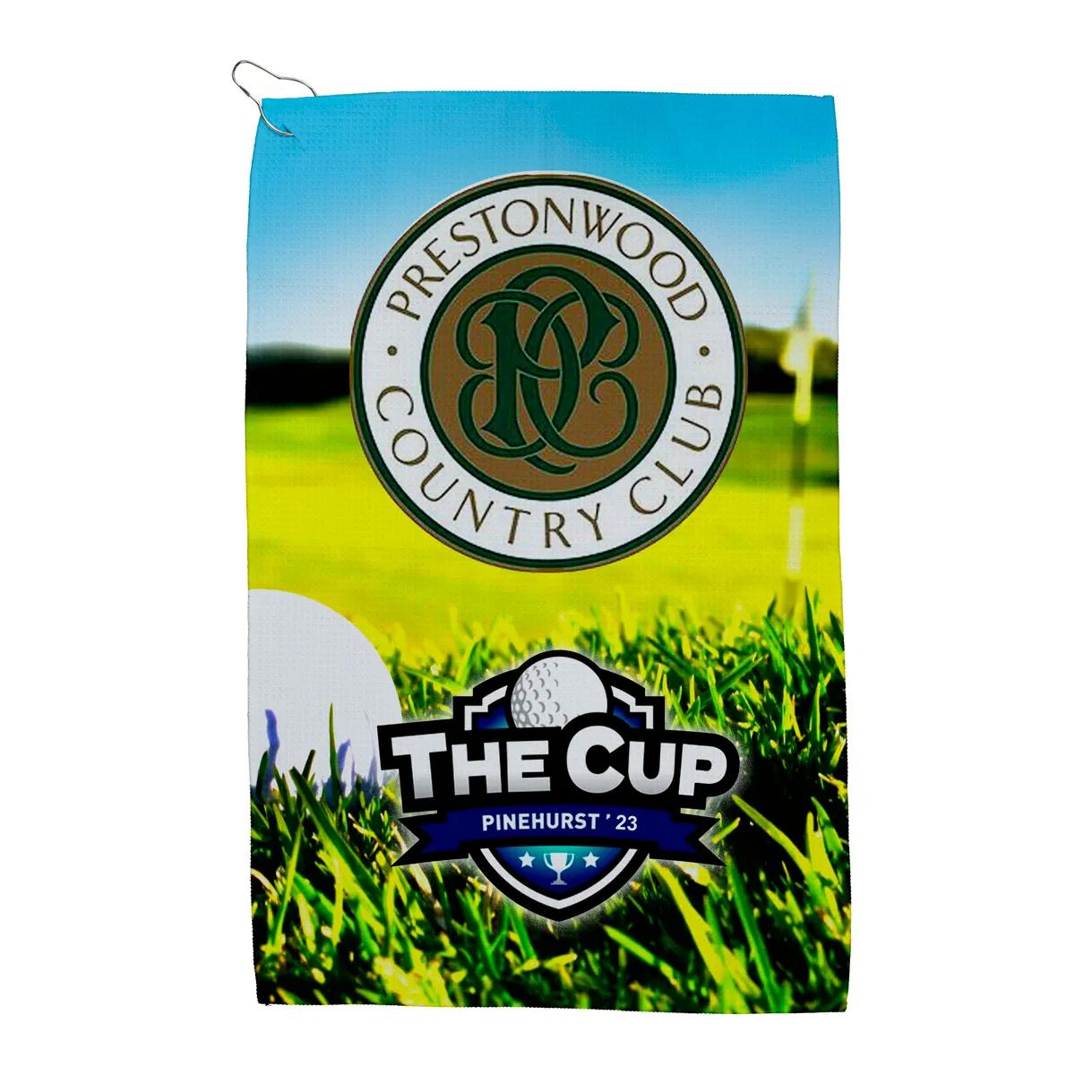 Golf Towel Waffle Weave Microfiber Full Color - 16 x 25 in - product view 2