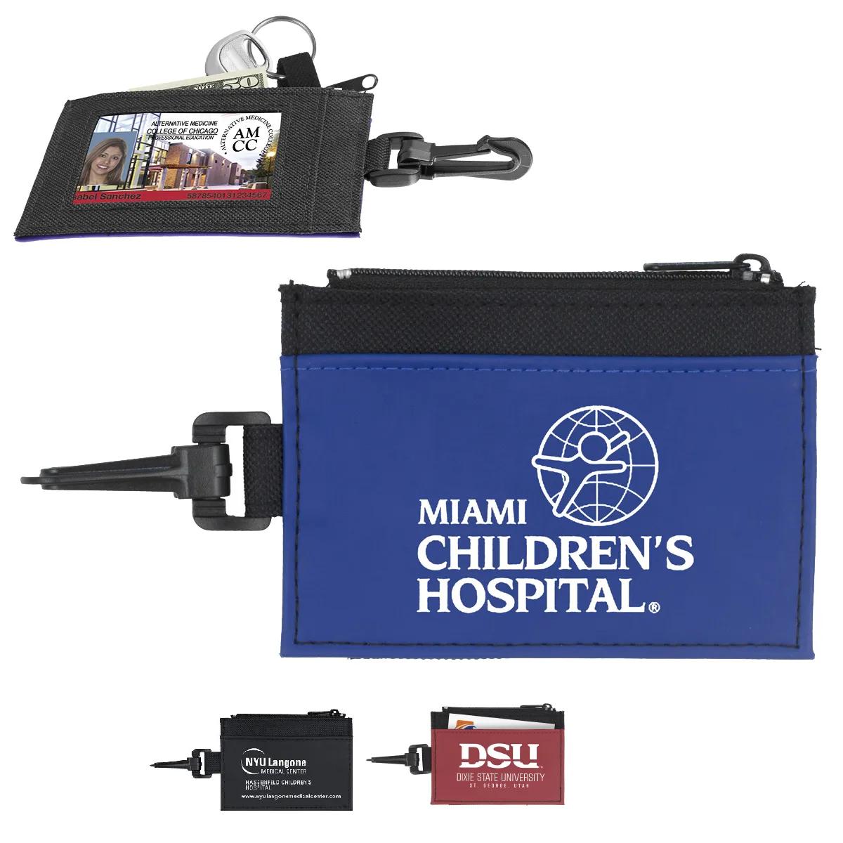 ID Holder Wallet with Carabiner Polyester - 4.5 x 3.25 in