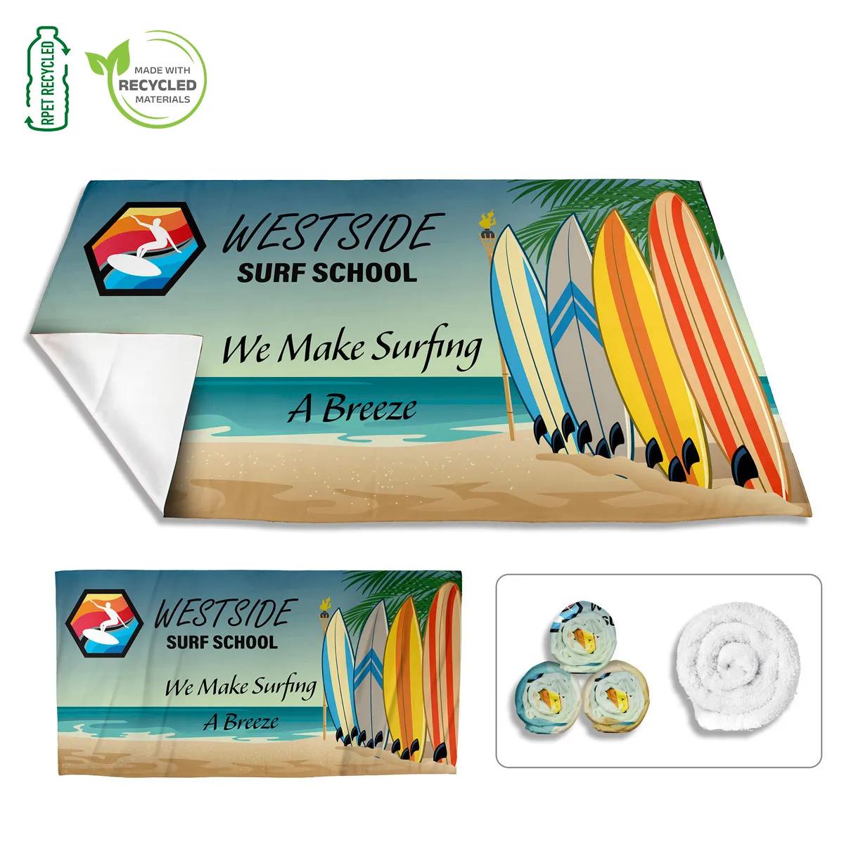 Beach Towel Ultra-Thin Recycled RPET Polyester - 60 x 30 in