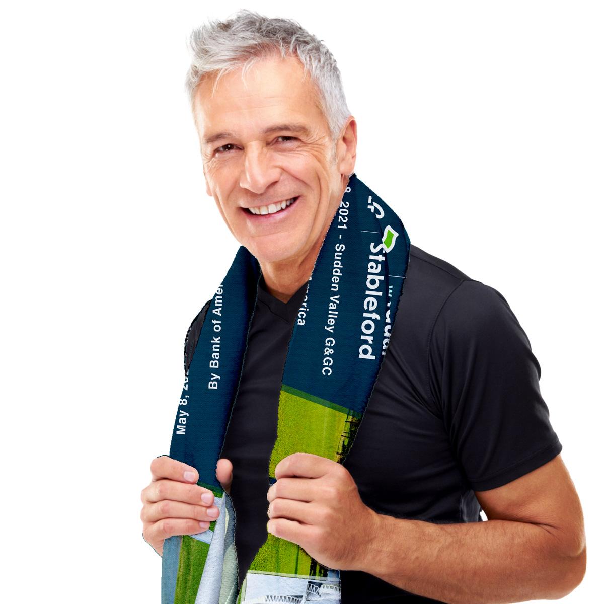 Cooling Towel Recycled RPET Sublimation Print - 32 x 12 in - product view 3