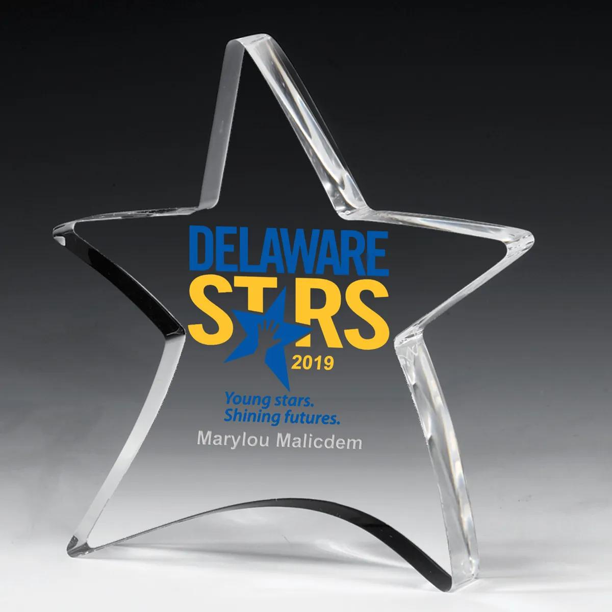 Acrylic Paperweight Moving Star Design Thick - 4.5 x 5 in - product view 2