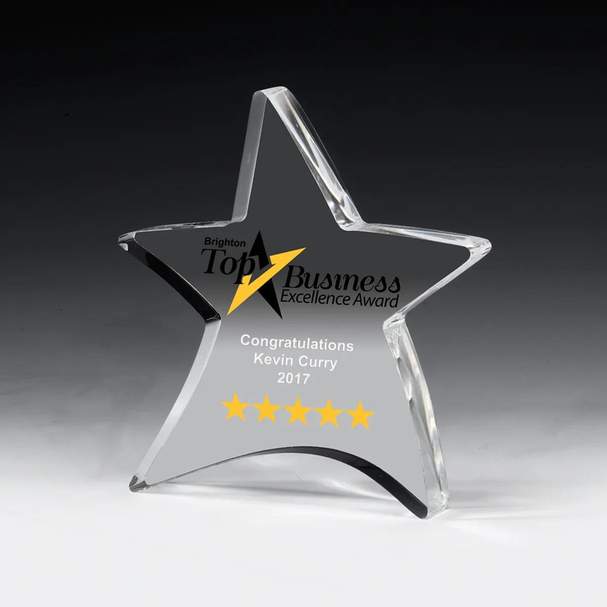 Acrylic Paperweight Moving Star Design Thick - 4.5 x 5 in - product view 3