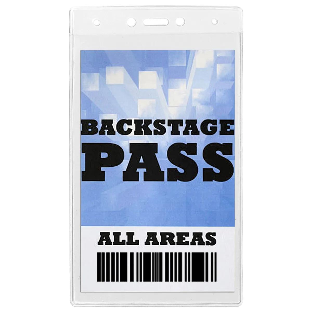 Badge Holder Clear Vinyl Backstage Pass Size - 4.25 x 8 in