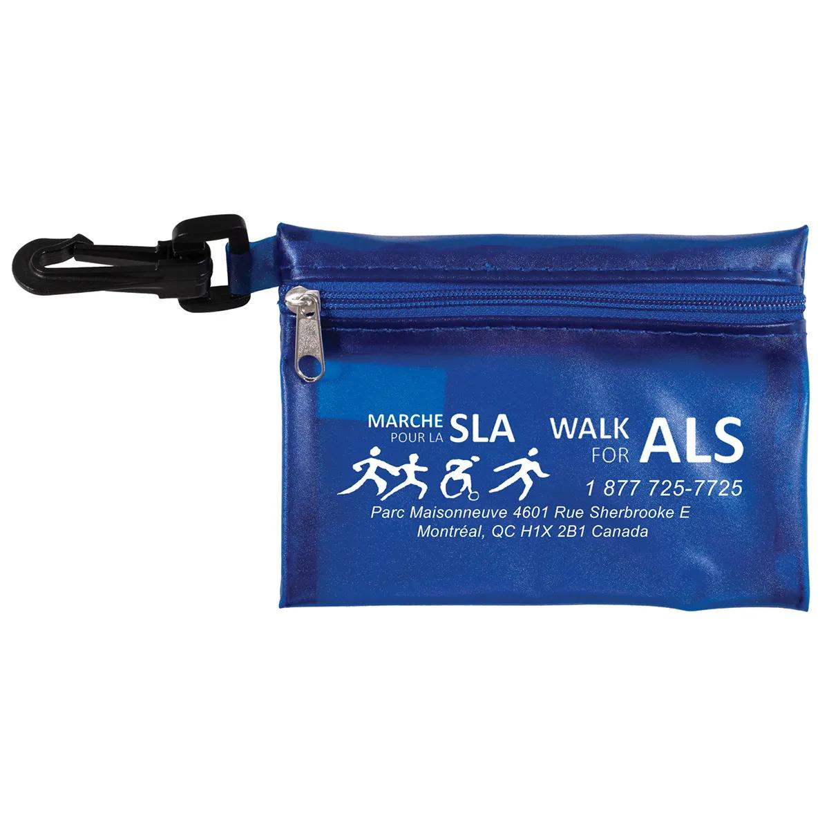 First Aid Kit 13 Piece Translucent with Carabiner - 4.9 x 3.5 in - product view 2