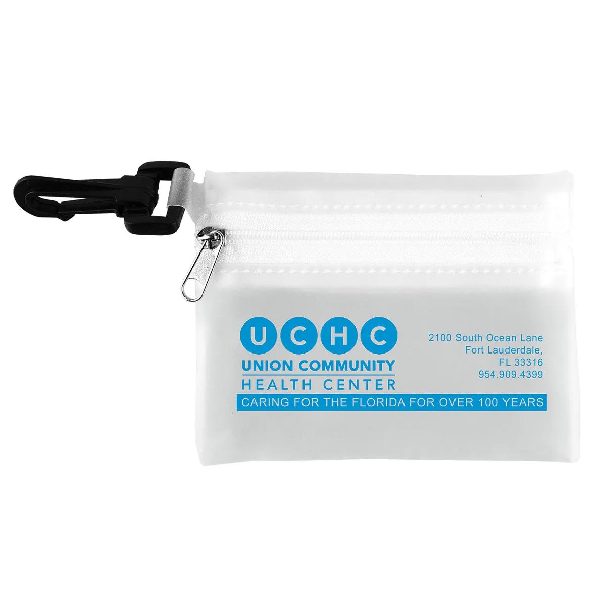 First Aid Kit 13 Piece Translucent with Carabiner - 4.9 x 3.5 in - product view 5