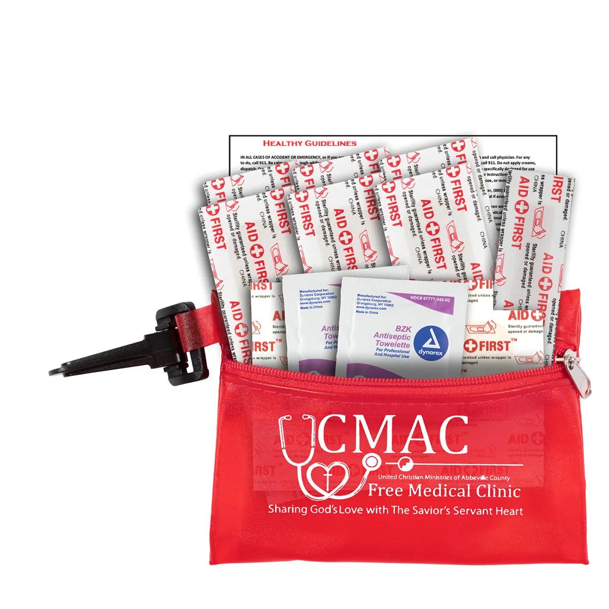 First Aid Kit 13 Piece Translucent with Carabiner - 4.9 x 3.5 in - product view 11