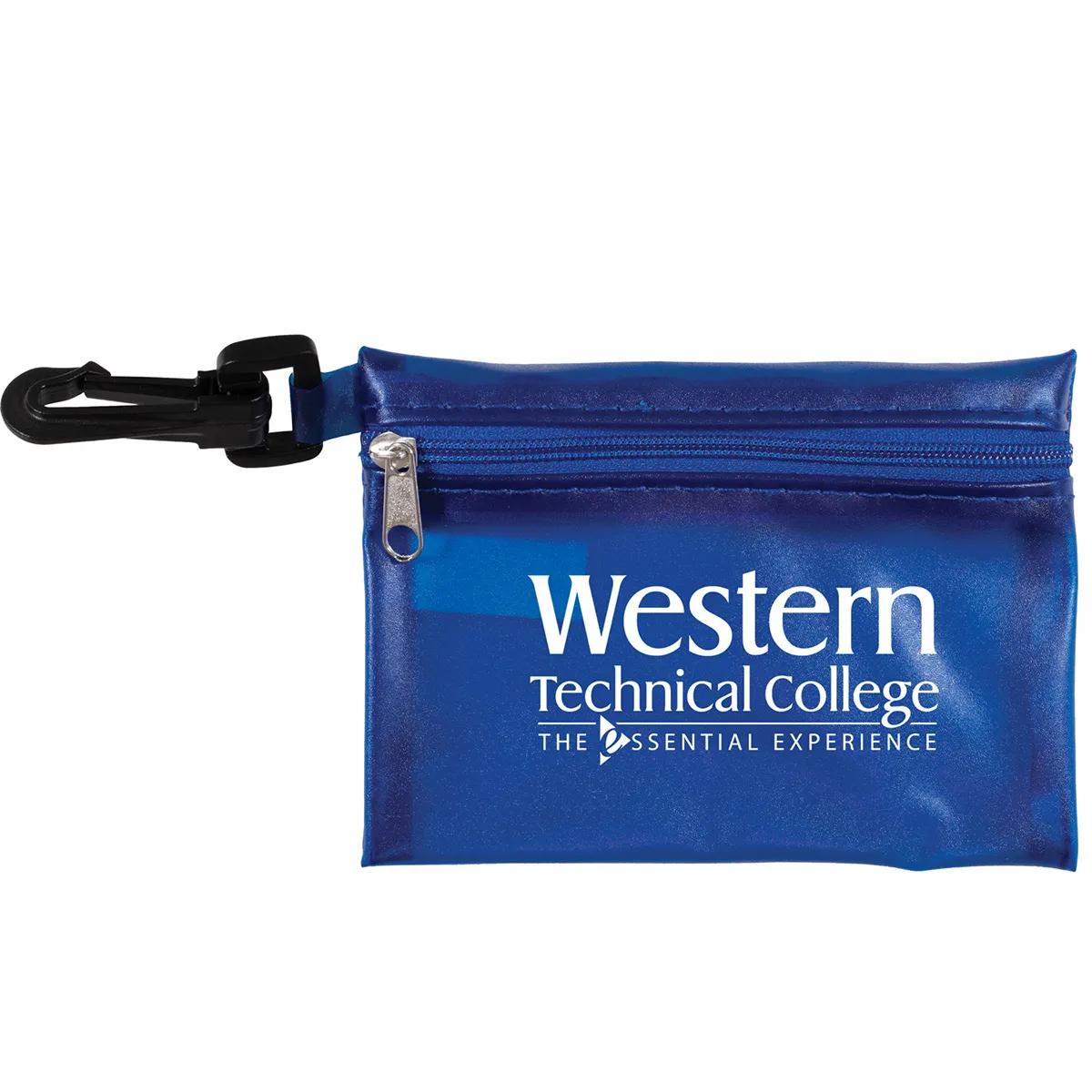 First Aid Kit 13 Piece Translucent with Carabiner - 4.9 x 3.5 in - product view 12