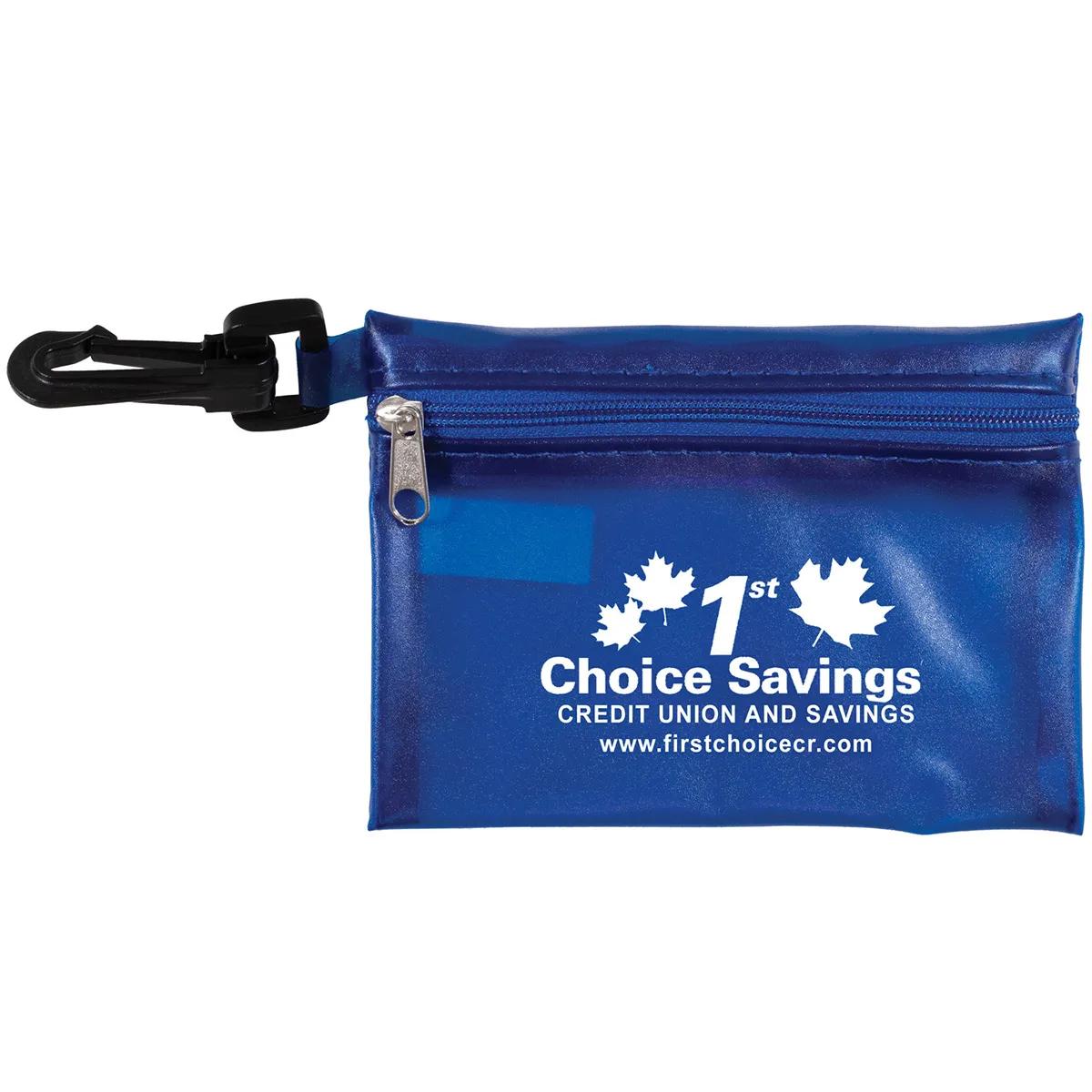 First Aid Kit 13 Piece Translucent with Carabiner - 4.9 x 3.5 in - product view 13