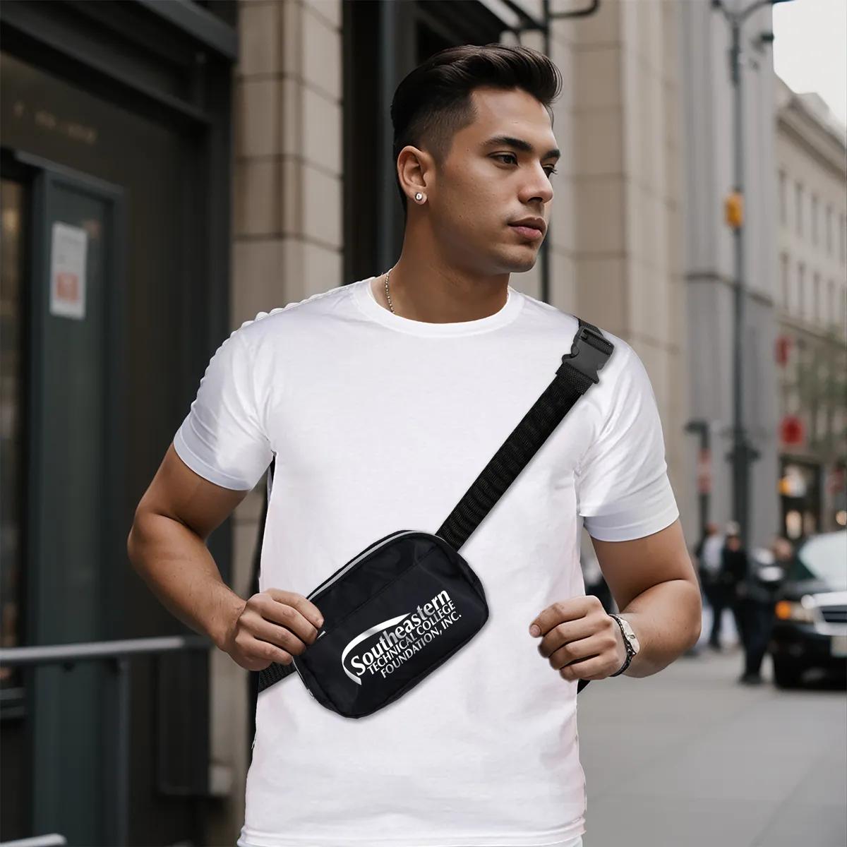 Cross Body Belt Bag Designer Polyester 3 Pockets - 8 x 5.5 in - product view 2