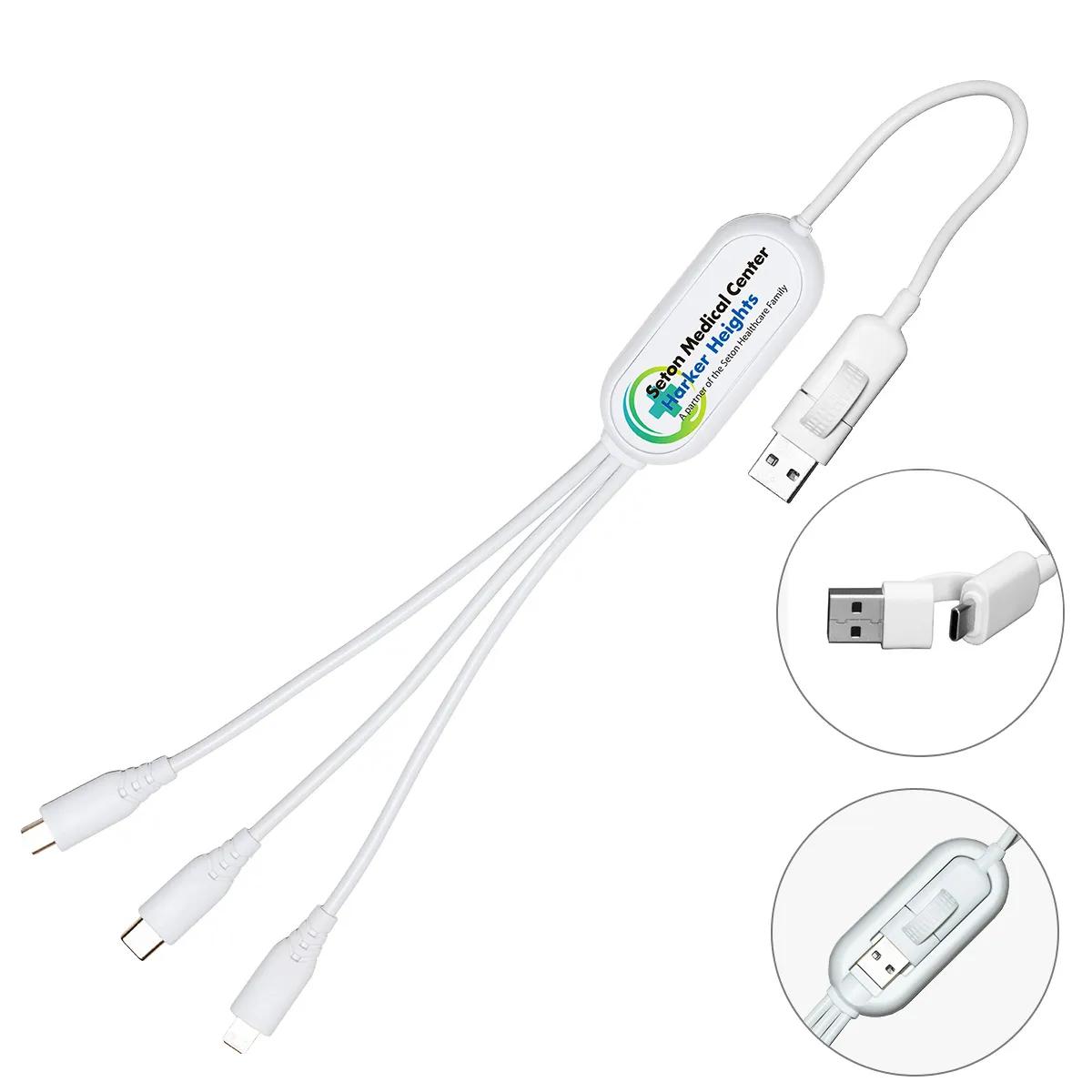 Universal Charging Cable 100W Three Connector - 16.75 in