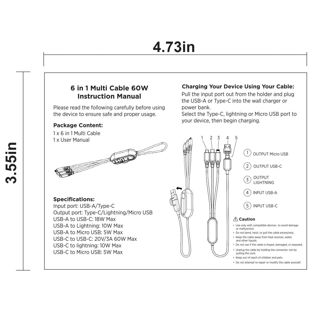 Universal Charging Cable 100W Three Connector - 16.75 in - product view 13