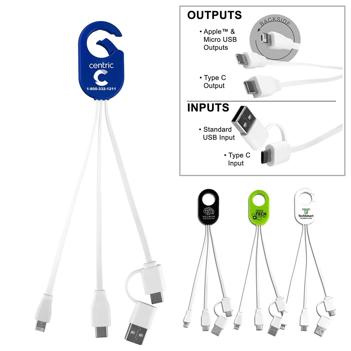 5-in-1 Charging Cable with Carabiner Silicone - 8.5 in