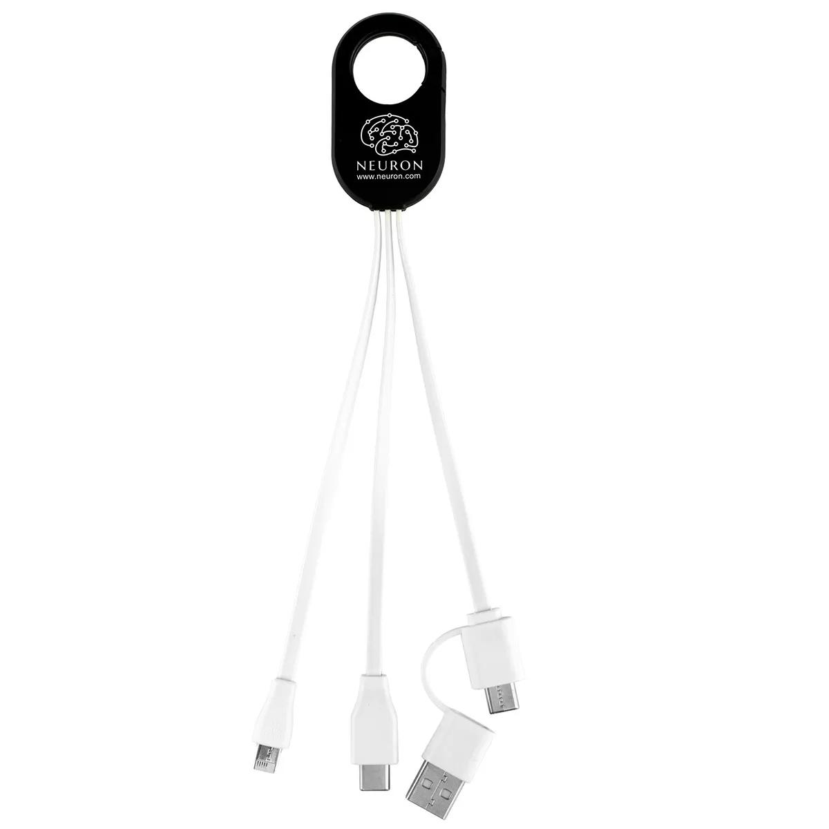 5-in-1 Charging Cable with Carabiner Silicone - 8.5 in - product view 2