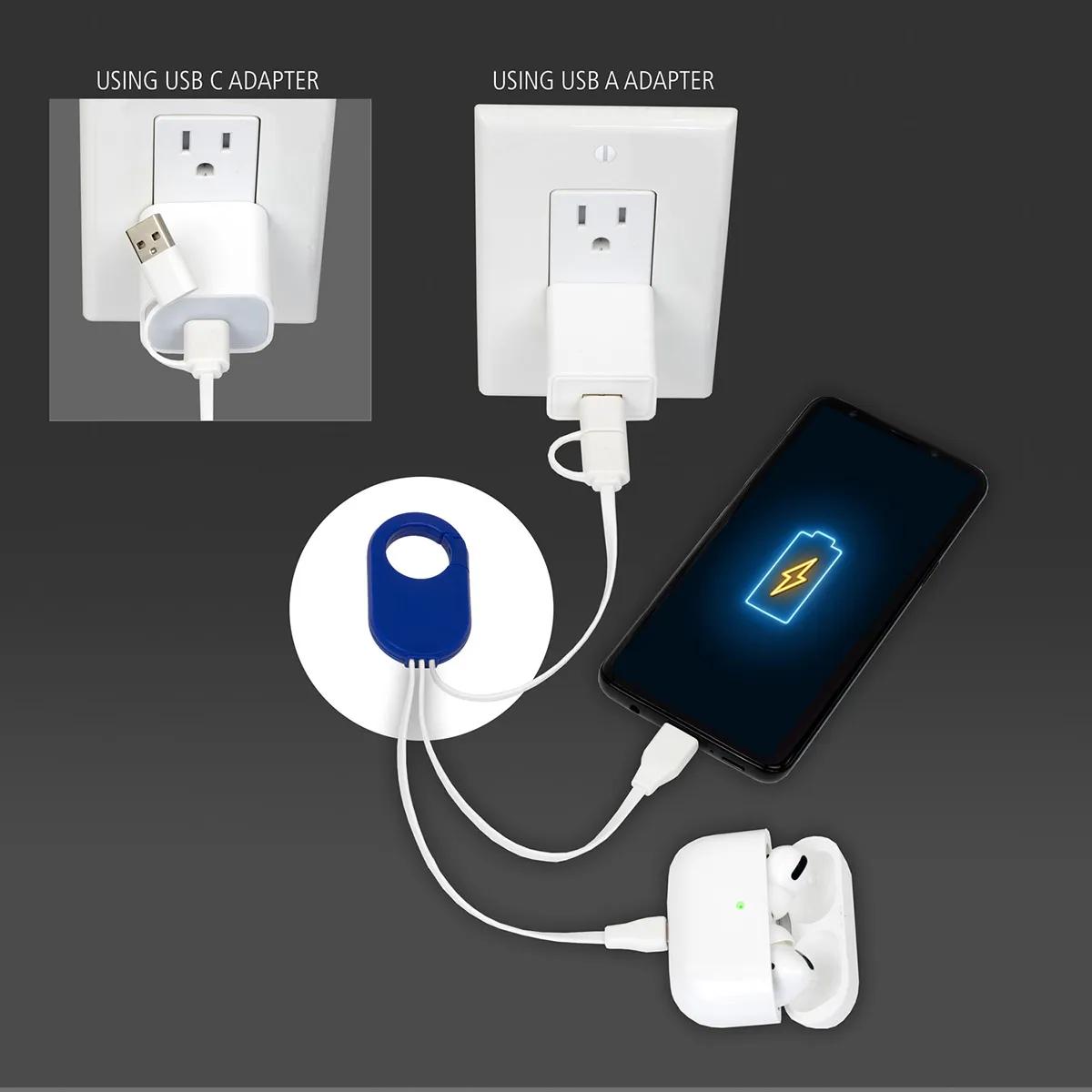 5-in-1 Charging Cable with Carabiner Silicone - 8.5 in - product view 34