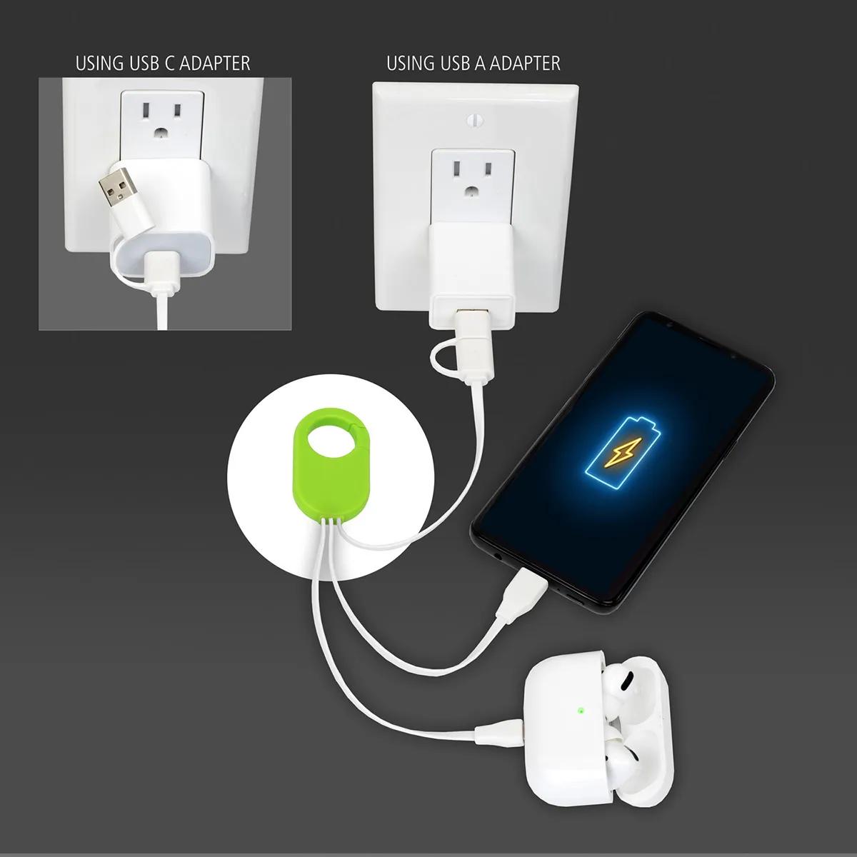 5-in-1 Charging Cable with Carabiner Silicone - 8.5 in - product view 35