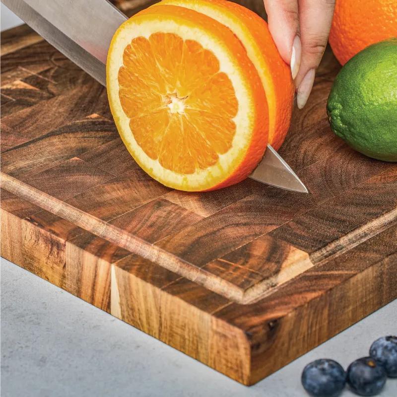 End Grain Acacia Cutting Board with Juice Groove - 16 x 12 in - product view 3
