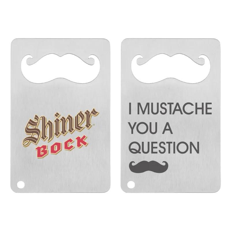 Mustache Credit Card Bottle Opener Steel - 3.375 x 2.125 in