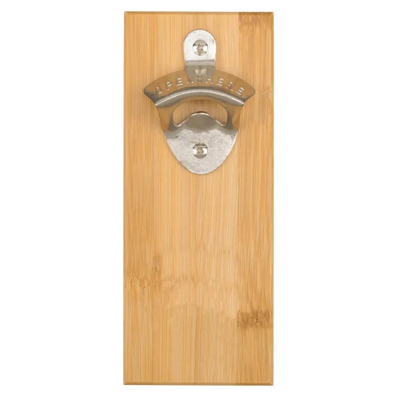 Magnetic Bamboo Wall Bottle Opener - 7.875 x 3 x 0.5 in - product view 2