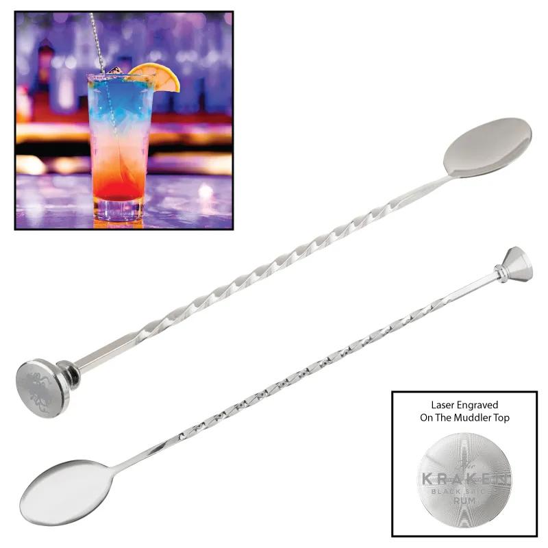 Flair Bartending Spoon Muddler Combo Steel - 11 in