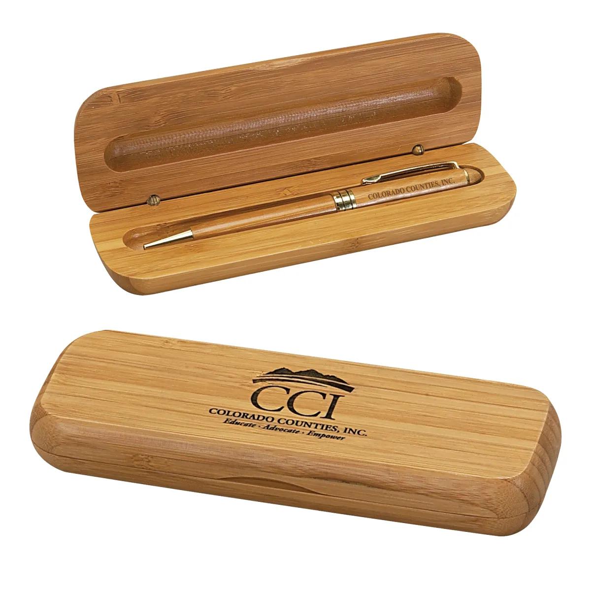Bamboo Pen Gift Box Single Well Sustainable - 6.75 x 2 in