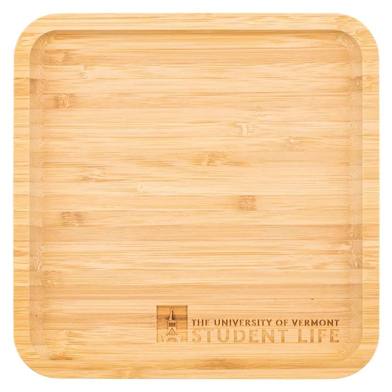 Square Bamboo Serving Tray Raised Edges Display Platter - 7.88 x 7.88 in - product view 3