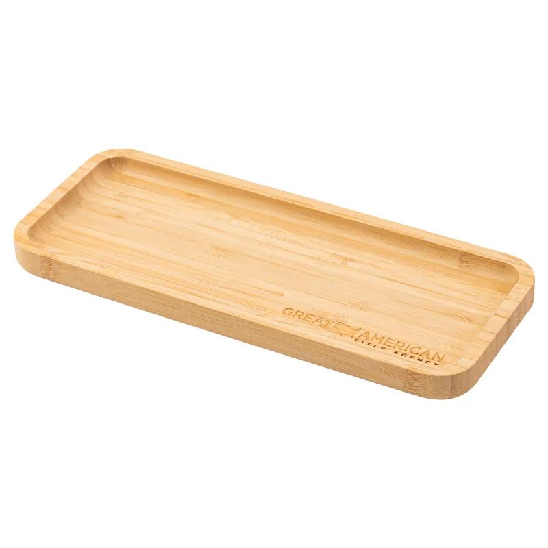 Rectangular Bamboo Serving Tray Raised Edges Display - 11.88 x 4.75 in