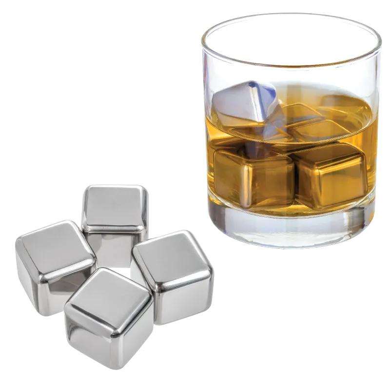 Stainless Steel Whiskey Ice Cubes Brushed Finish - 4.75 x 3.5 in (4 Pack) - product view 3