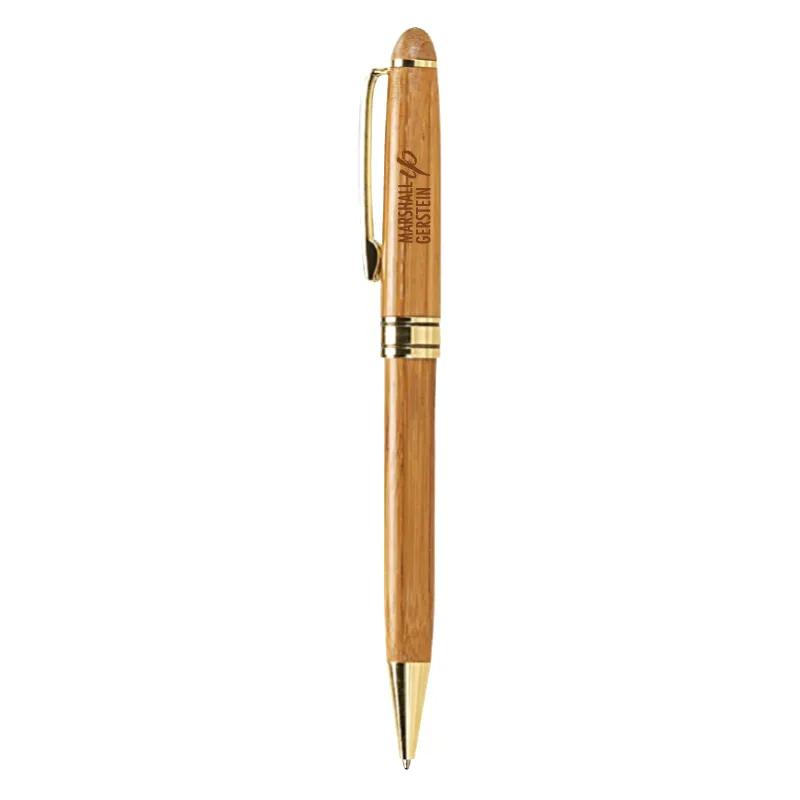 Milano Blanc Bamboo Ballpoint Pen Gold Accents Twist - 5.38 in
